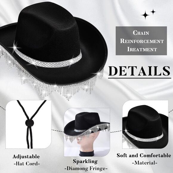 4669 Rhinestone Cowboy Hat For Women Men Glitter Western Cowgirl main image 6